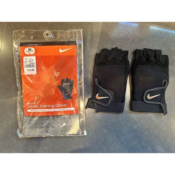 NWT Nike Women's Large‎ Cardio Fit Training Gloves Half Fingers Padded Palm - Picture 3 of 5
